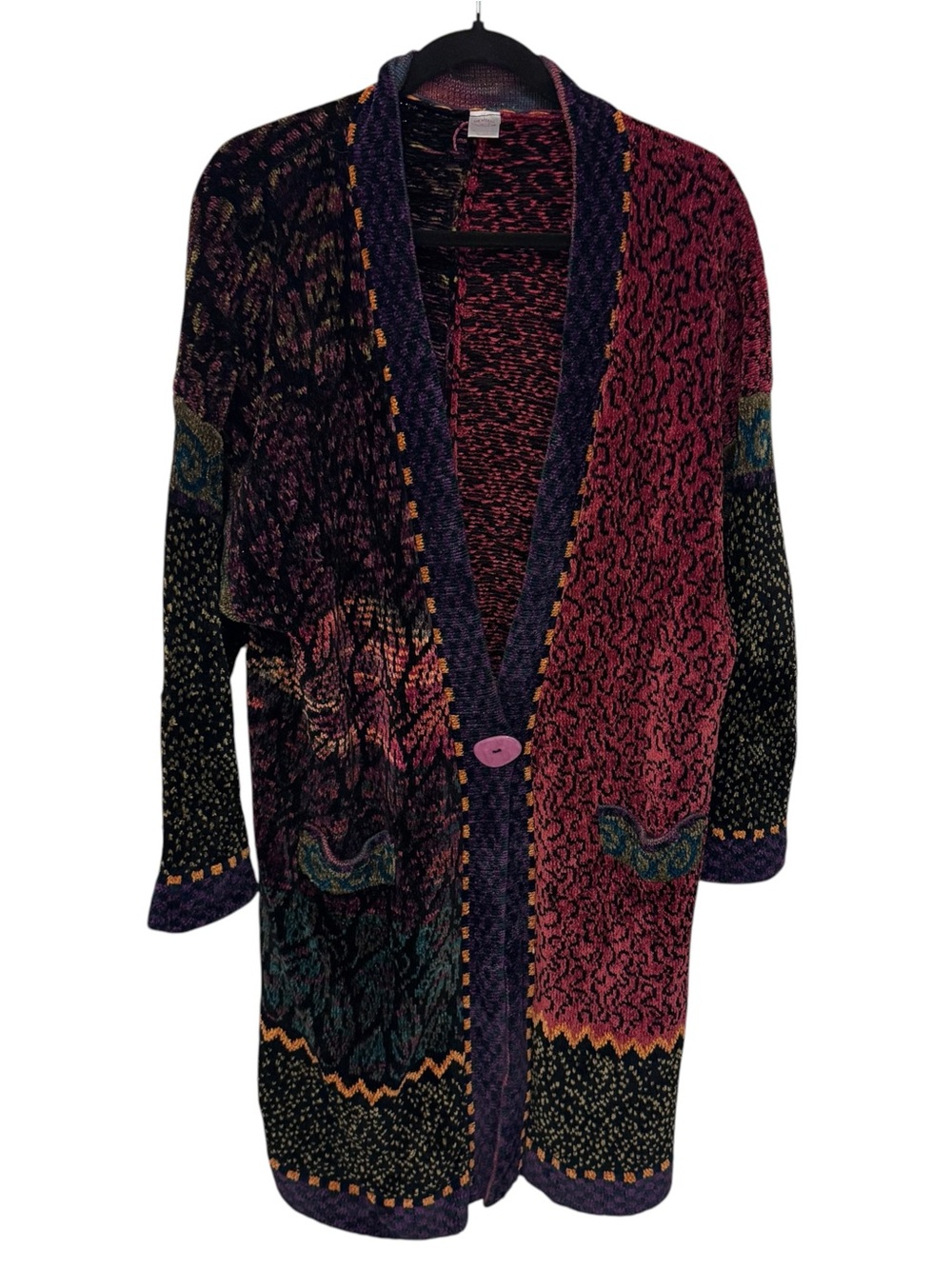 Robin Originals Chenille Cardigan Duster Colorful Handloomed Vintage Hocus Pocu